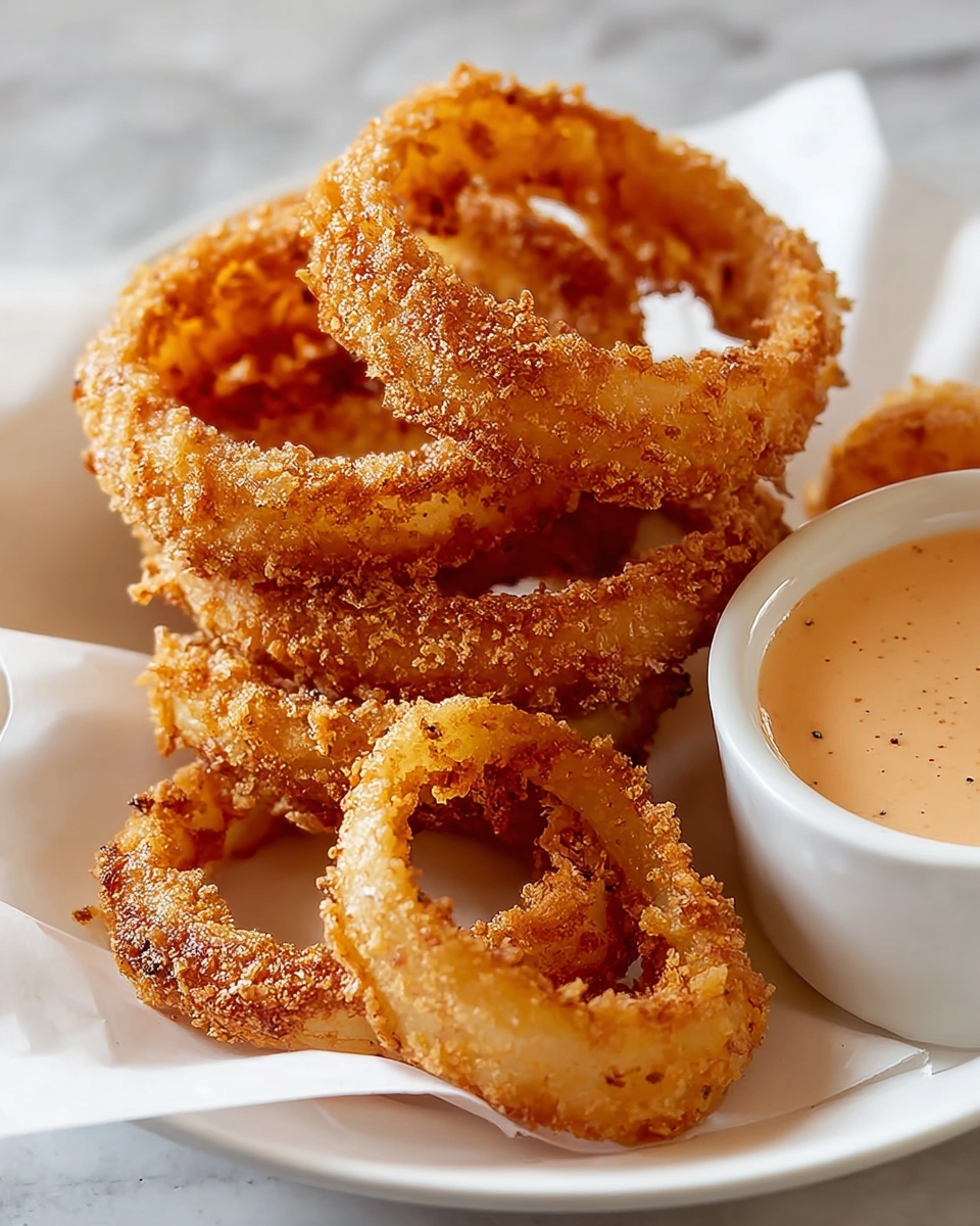 Crispy Onion Rings with Homemade Dipping Sauce Recipe - Recipe Image