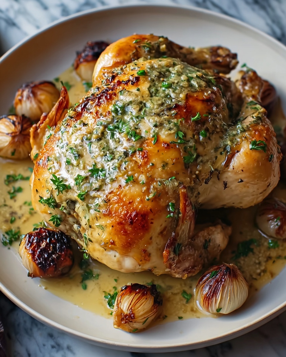 Rustic Roasted Garlic Chicken with Asiago Gravy Recipe - Recipe Image
