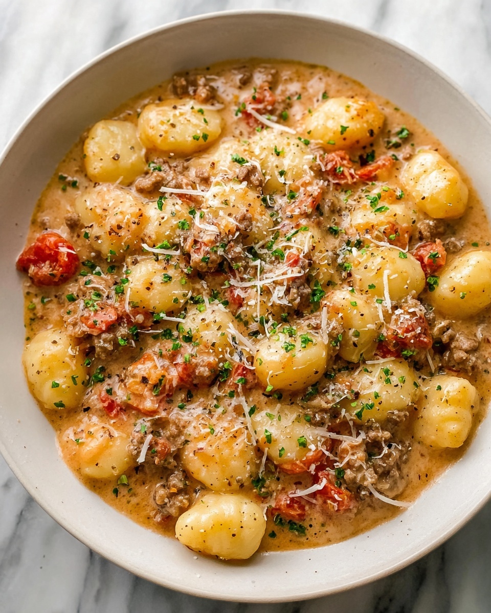Ground Beef Gnocchi in Creamy Tomato Sauce Recipe - Recipe Image