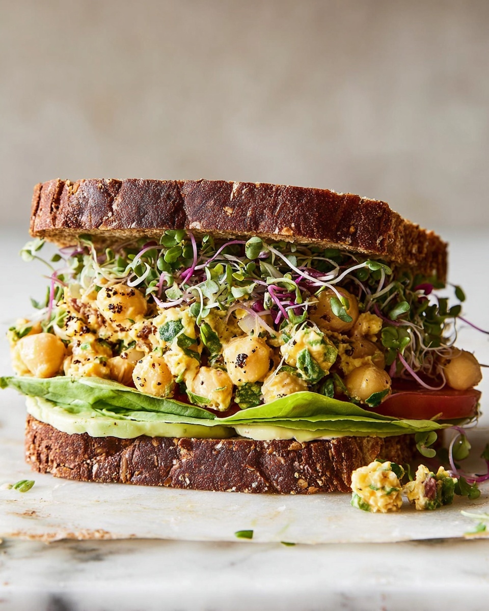 Chickpea Salad Sandwich with Avocado and Fresh Veggies Recipe - Recipe Image