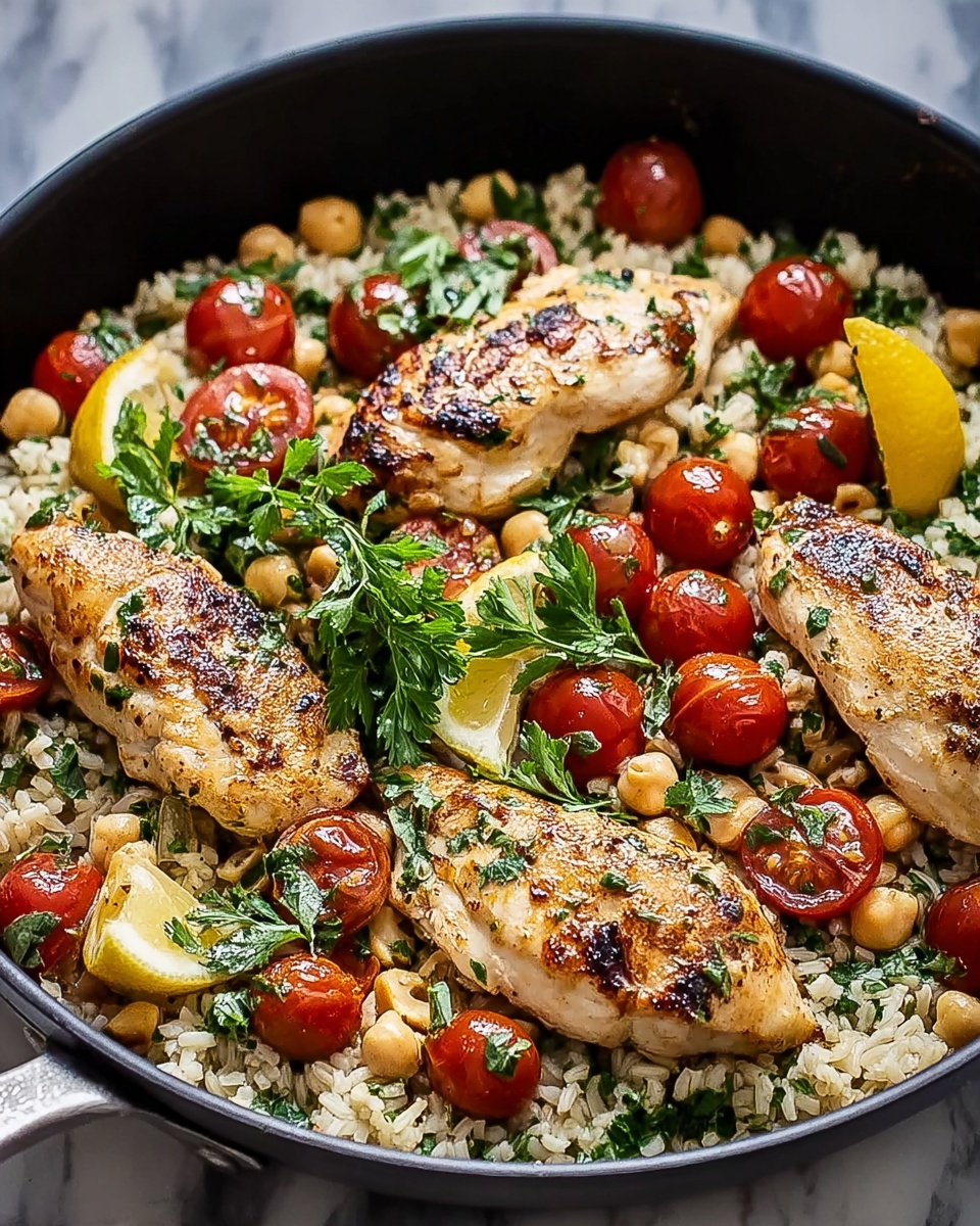 Chicken, Rice, Feta, and Tomato Skillet Meal Recipe - Recipe Image