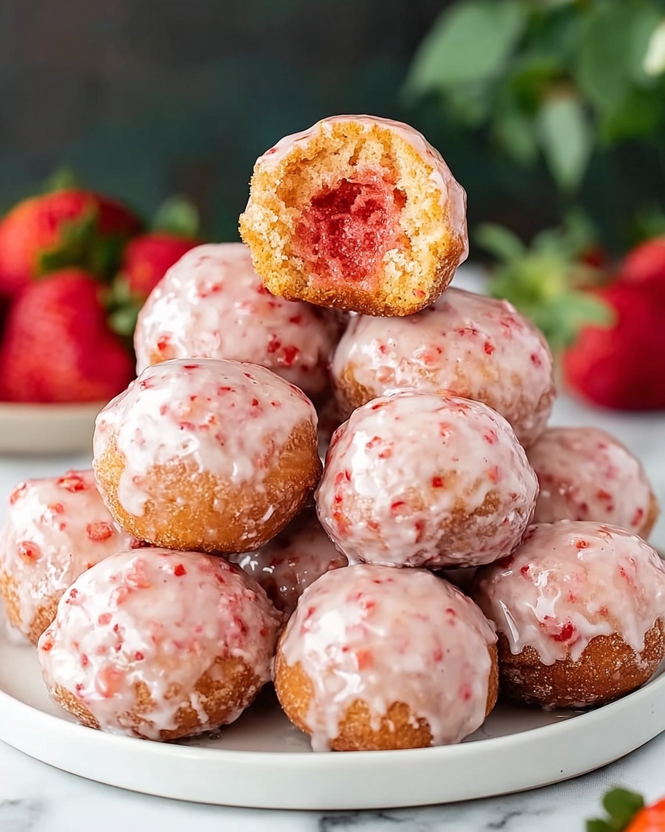 Strawberry Donut Holes with Berry Glaze Recipe - Recipe Image