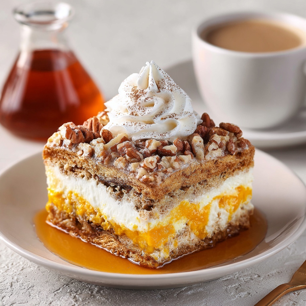 Pumpkin French Toast Bake with Cream Cheese Swirl and Pecan Topping Recipe - Recipe Image