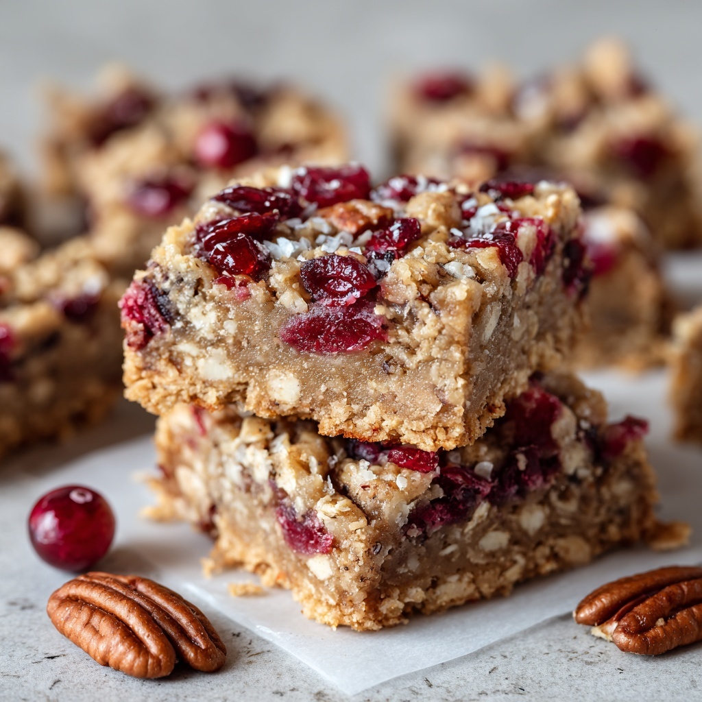 Chewy Cranberry Pecan Oat Bars Recipe - Recipe Image
