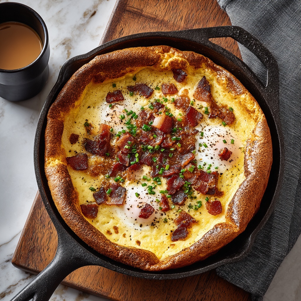 Savory Cheddar Bacon Dutch Baby: Easy Skillet Brunch Recipe - Recipe Image
