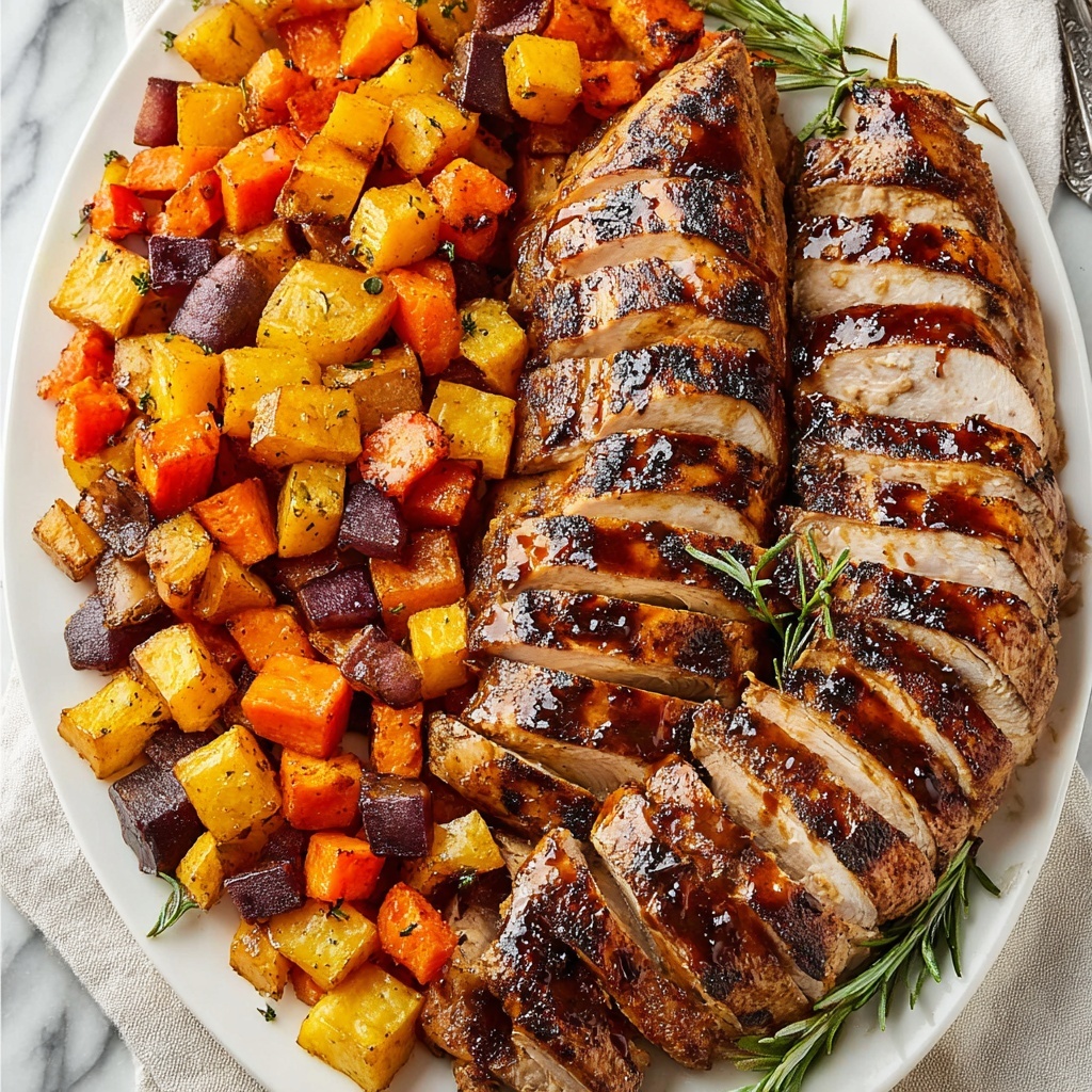 Roasted Apple Cider Pork Tenderloin with Balsamic Glaze and Roasted Vegetables Recipe - Recipe Image