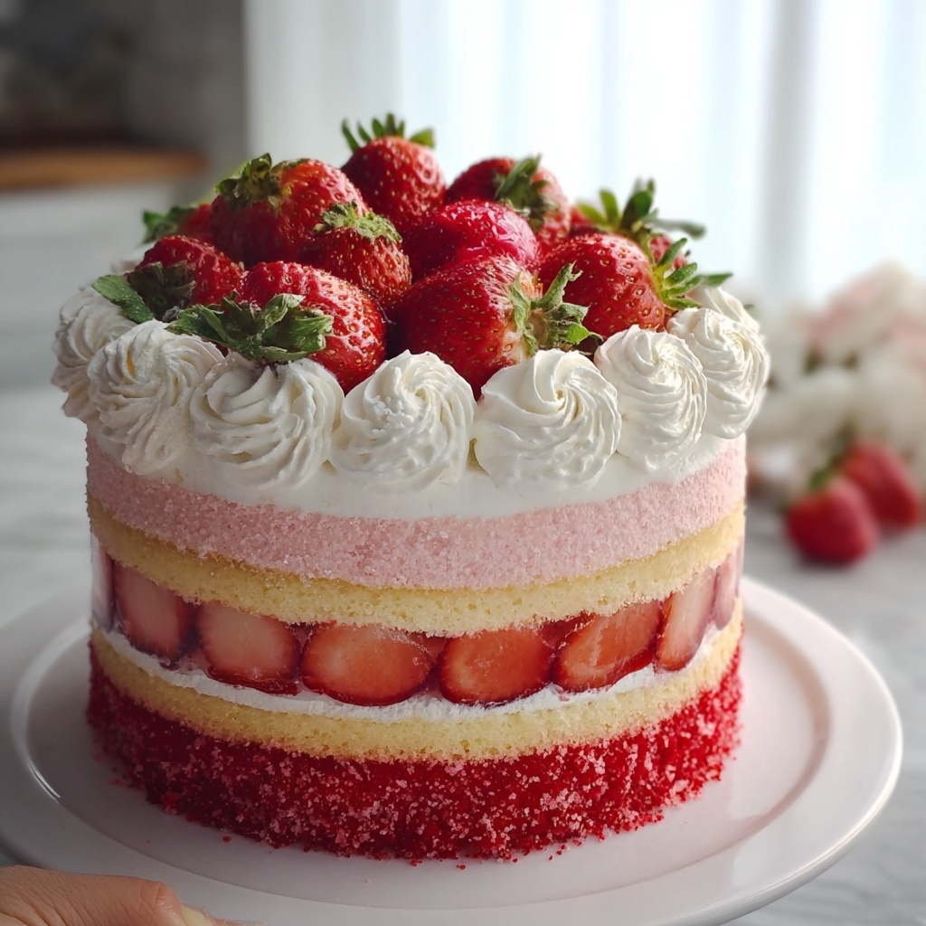 Vanilla Strawberry Ombre Cake Recipe - Recipe Image