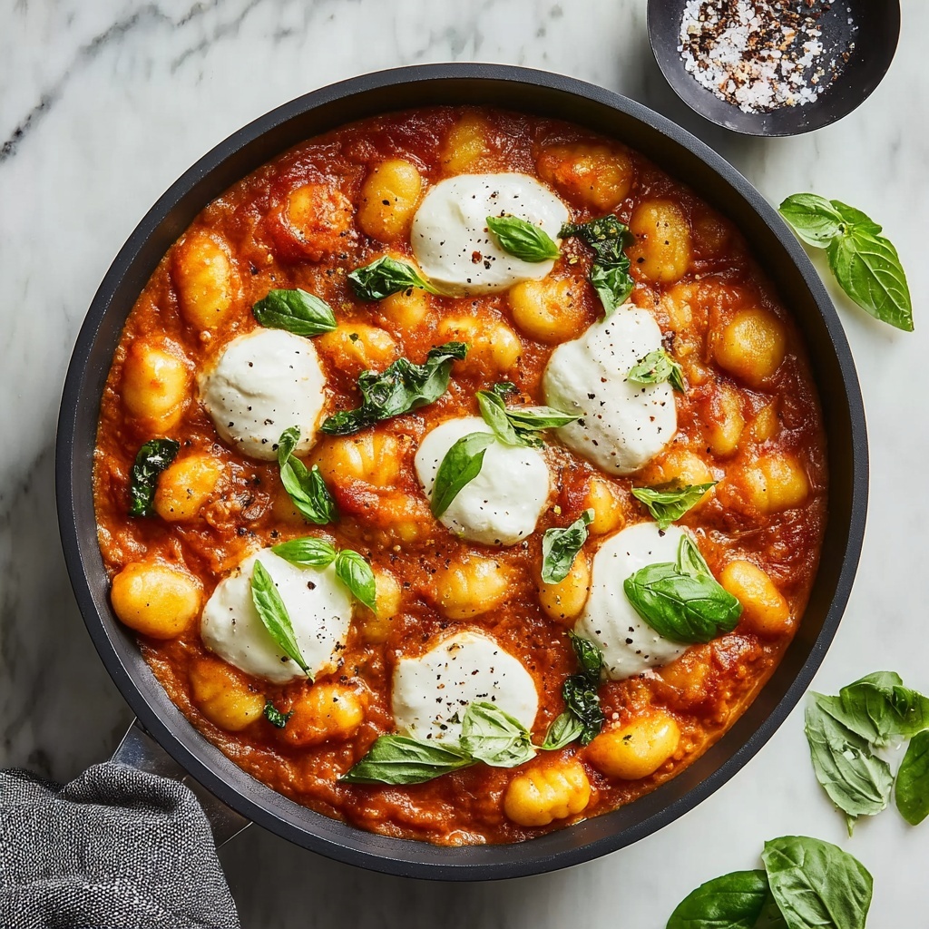 30 Minute Creamy Tomato Gnocchi with Burrata Recipe - Recipe Image