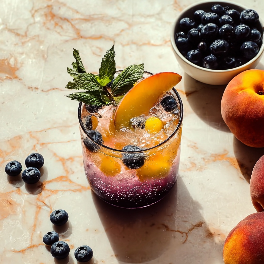 Blueberry and Peach Vodka Spritzer Recipe - Recipe Image
