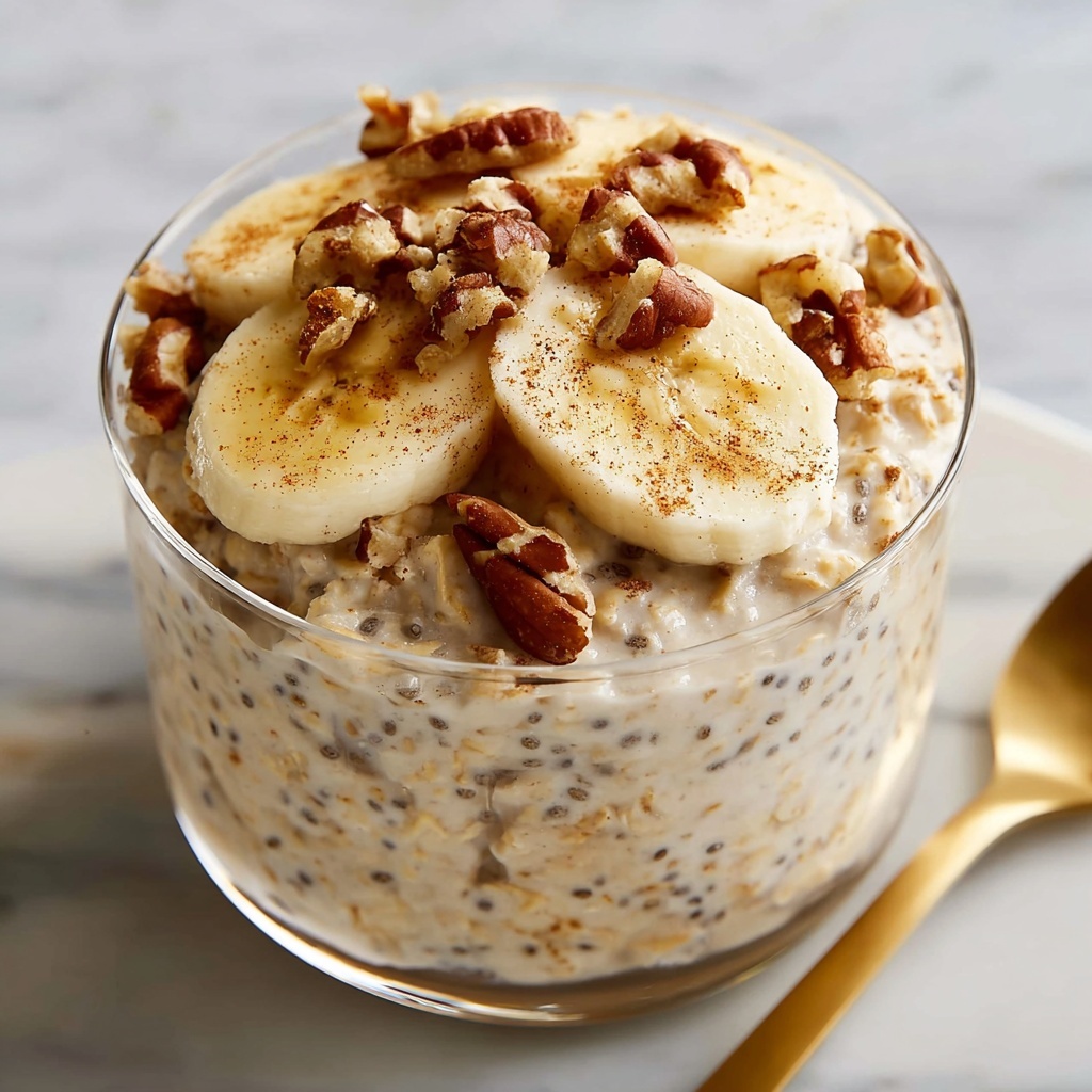Healthy Banana Bread Overnight Oats Recipe - Recipe Image
