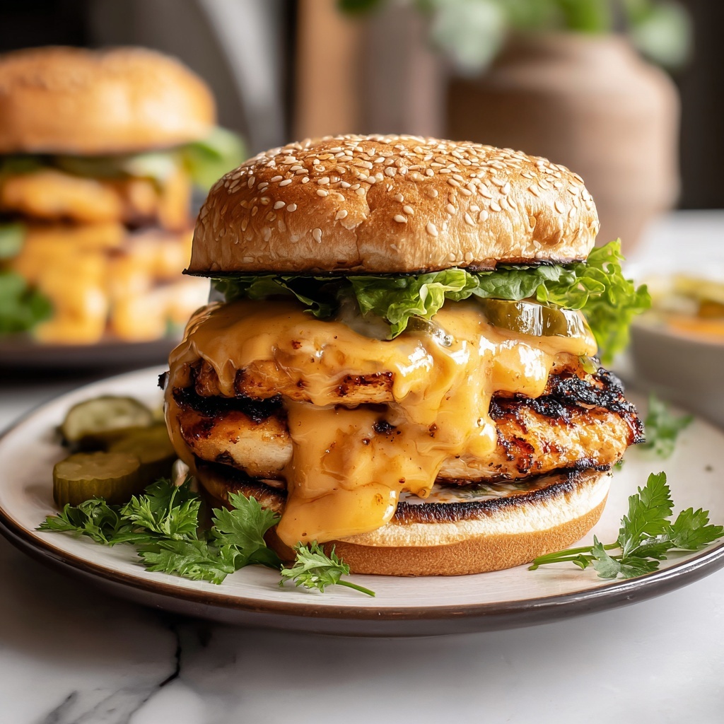 Chipotle Cheddar Chicken Burgers Recipe - Recipe Image