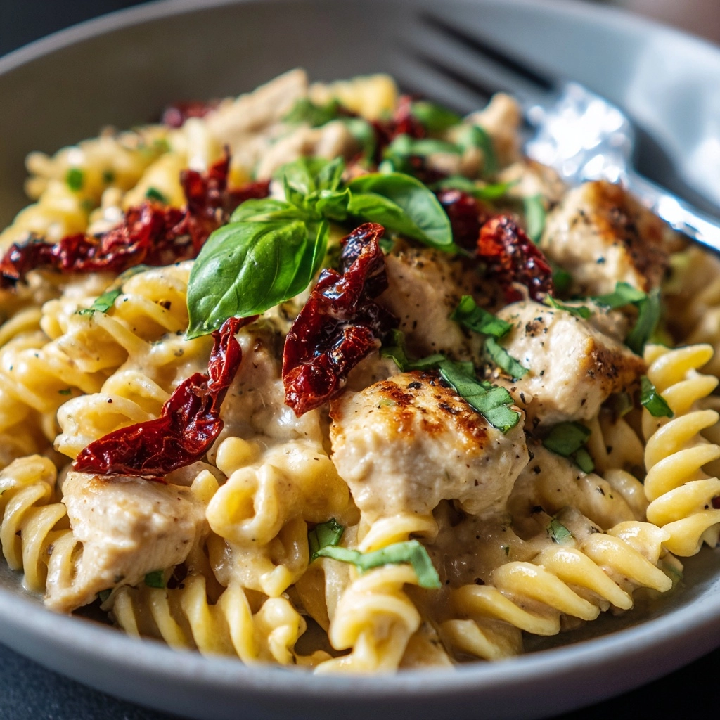 One-Pot Creamy Sun-Dried Tomato Chicken Pasta Recipe - Recipe Image