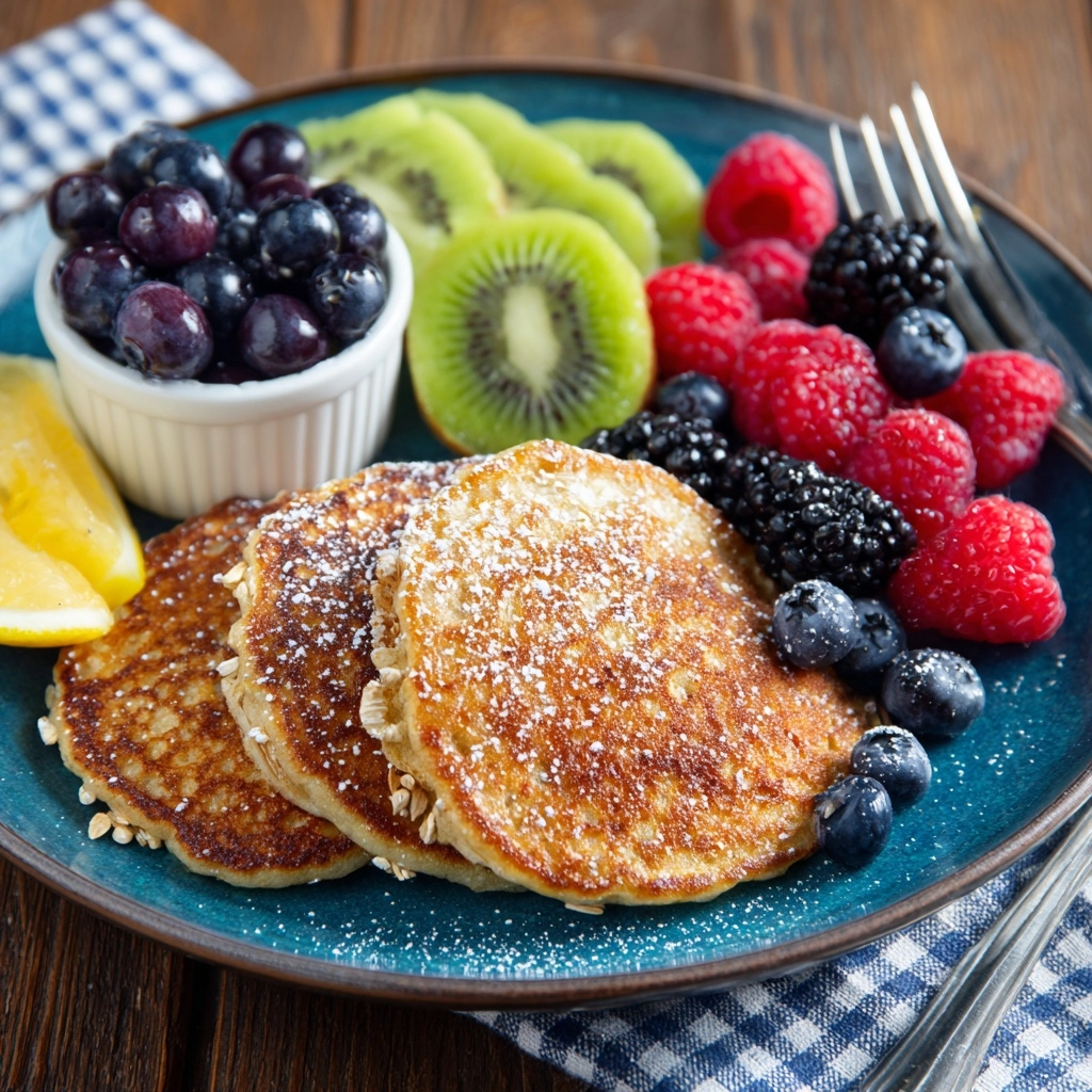 Oatmeal Pancakes with Fresh Fruit Recipe - Recipe Image