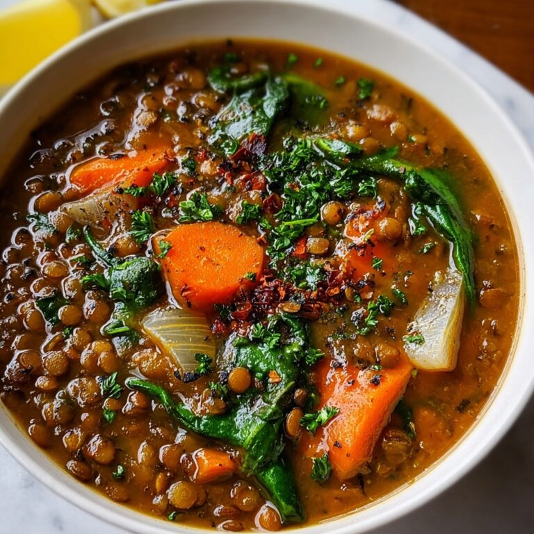 Vegetarian Lentil Soup with Spices, Greens, and Lemon Recipe