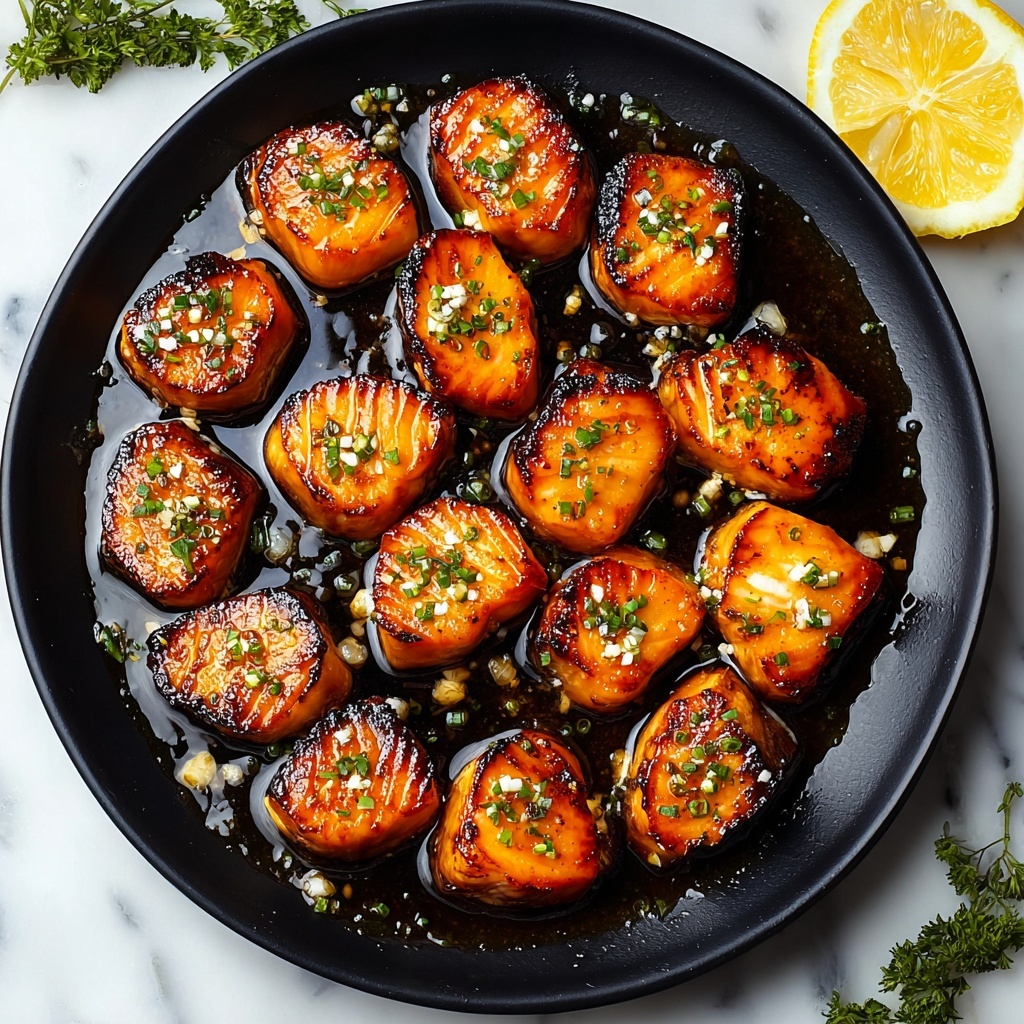 Honey Butter Garlic Glazed Salmon Bites Recipe - Recipe Image