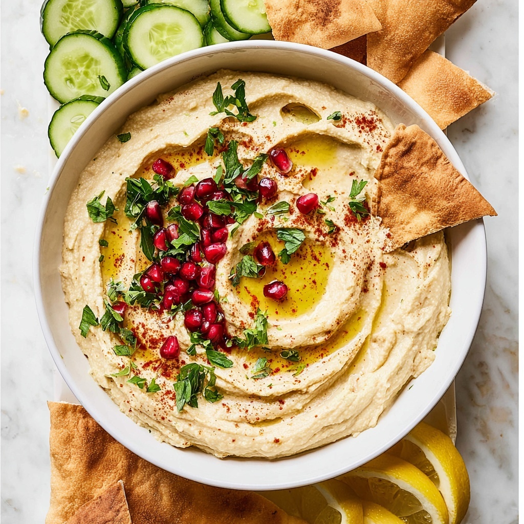 Creamy Hummus Recipe with Sumac & Olive Oil Recipe - Recipe Image