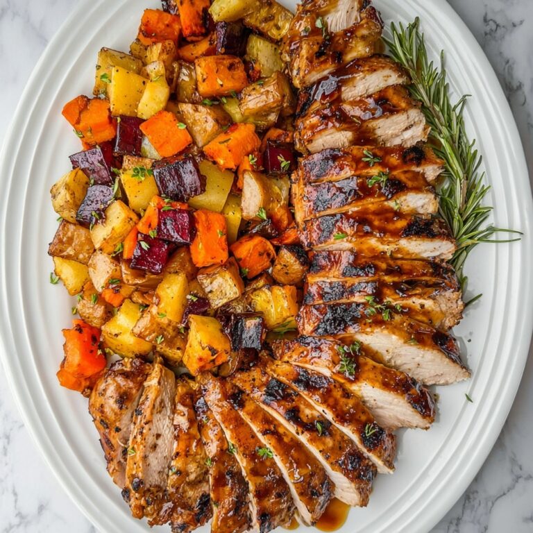 Roasted Apple Cider Pork Tenderloin with Balsamic Glaze and Roasted Vegetables Recipe