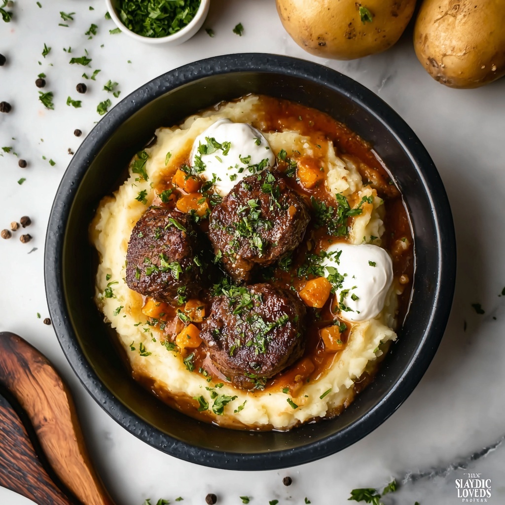 Hearty Steak Bites on Loaded Baked Potatoes Recipe - Recipe Image