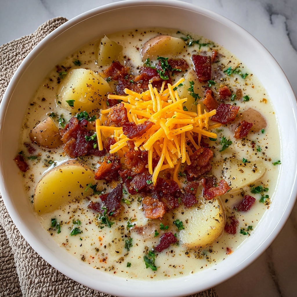 Crockpot Potato Soup with Cheddar and Bacon Recipe - Recipe Image