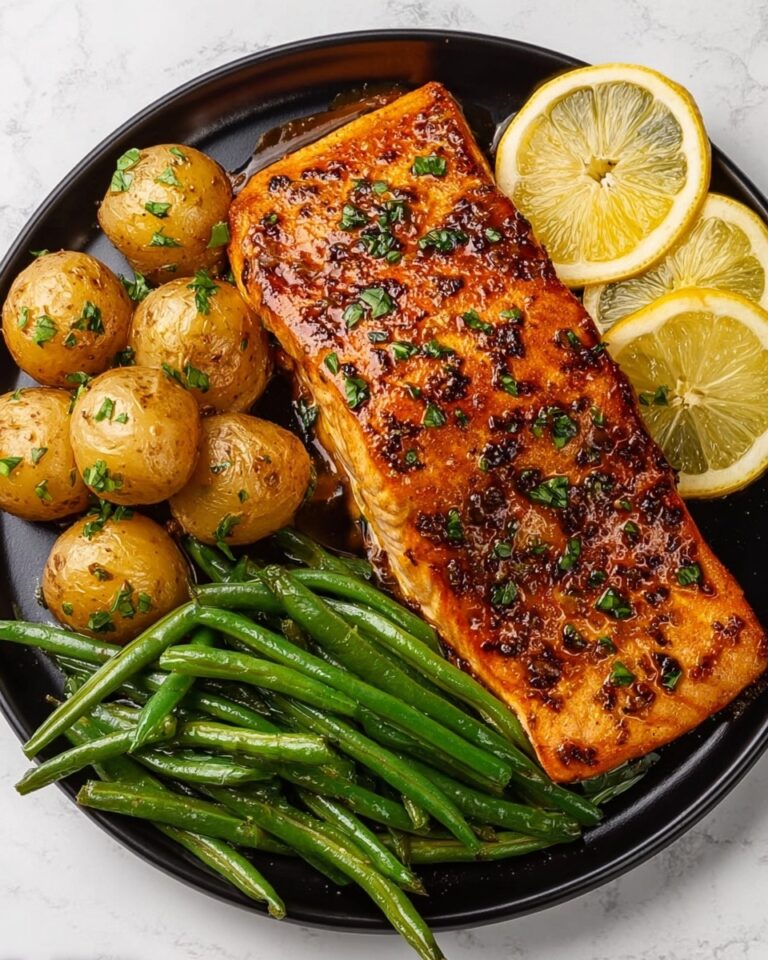 Easy Lemon Honey Salmon with Baby Potatoes and Green Beans Recipe