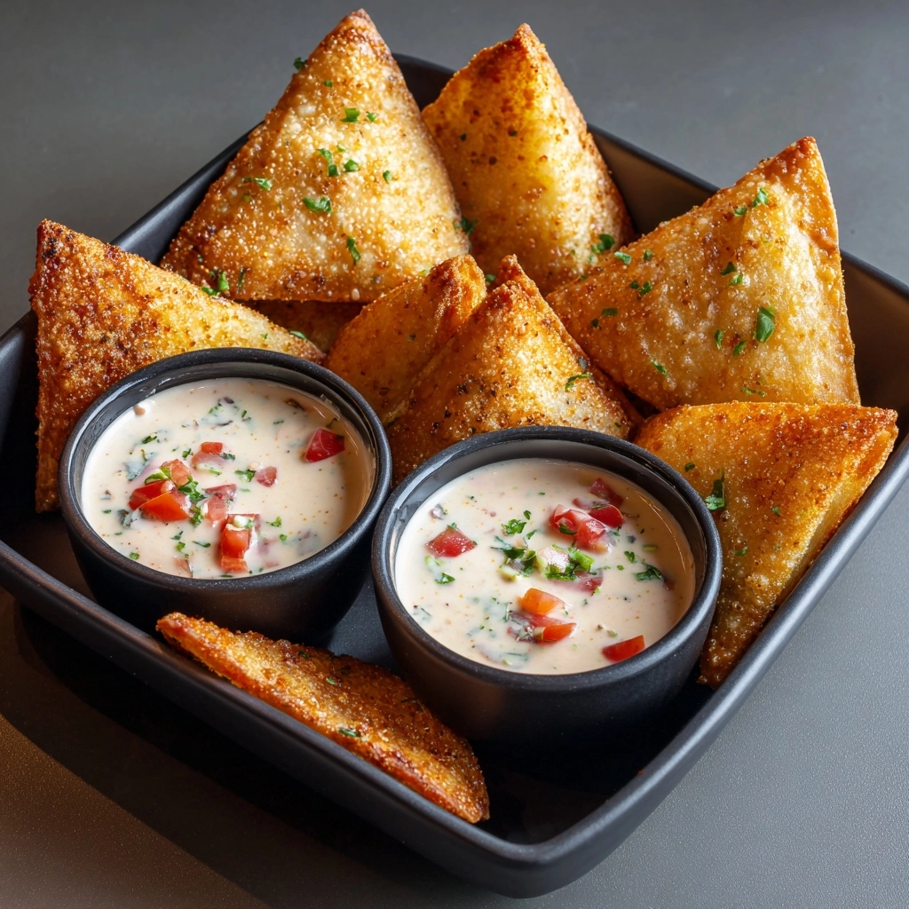Nacho Triangles with Salsa-Ranch Dipping Sauce Recipe - Recipe Image
