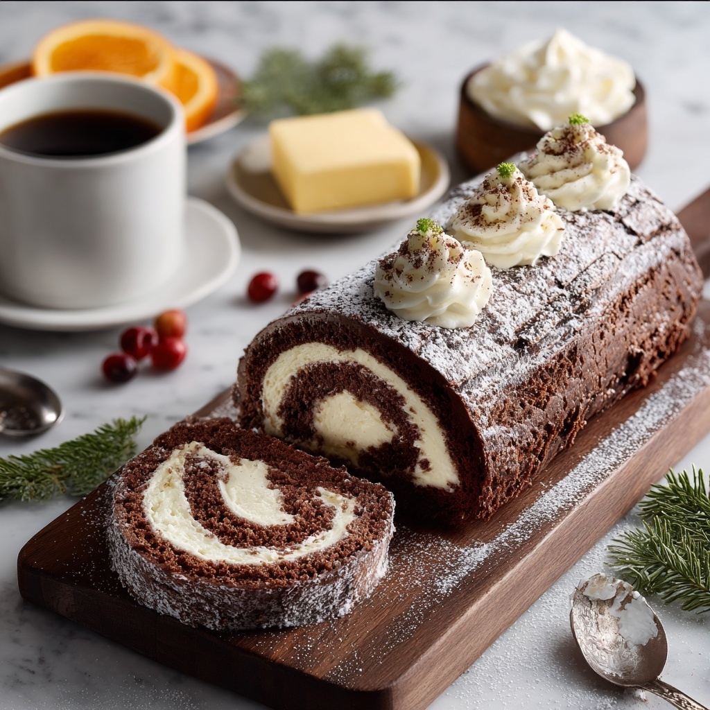 Classic Yule Log Cake (Bûche de Noël) Recipe - Recipe Image