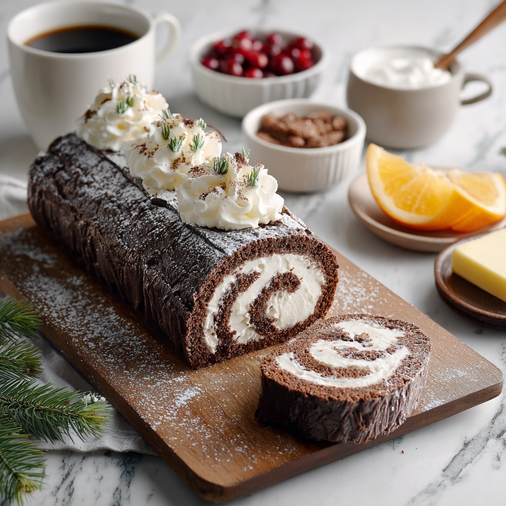 Classic Yule Log Cake (Bûche de Noël) Recipe - Recipe Image