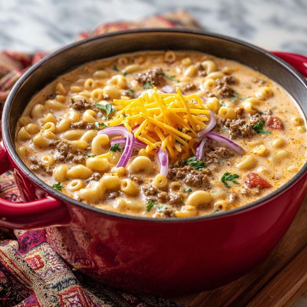 Cheeseburger Macaroni Soup Recipe - Recipe Image