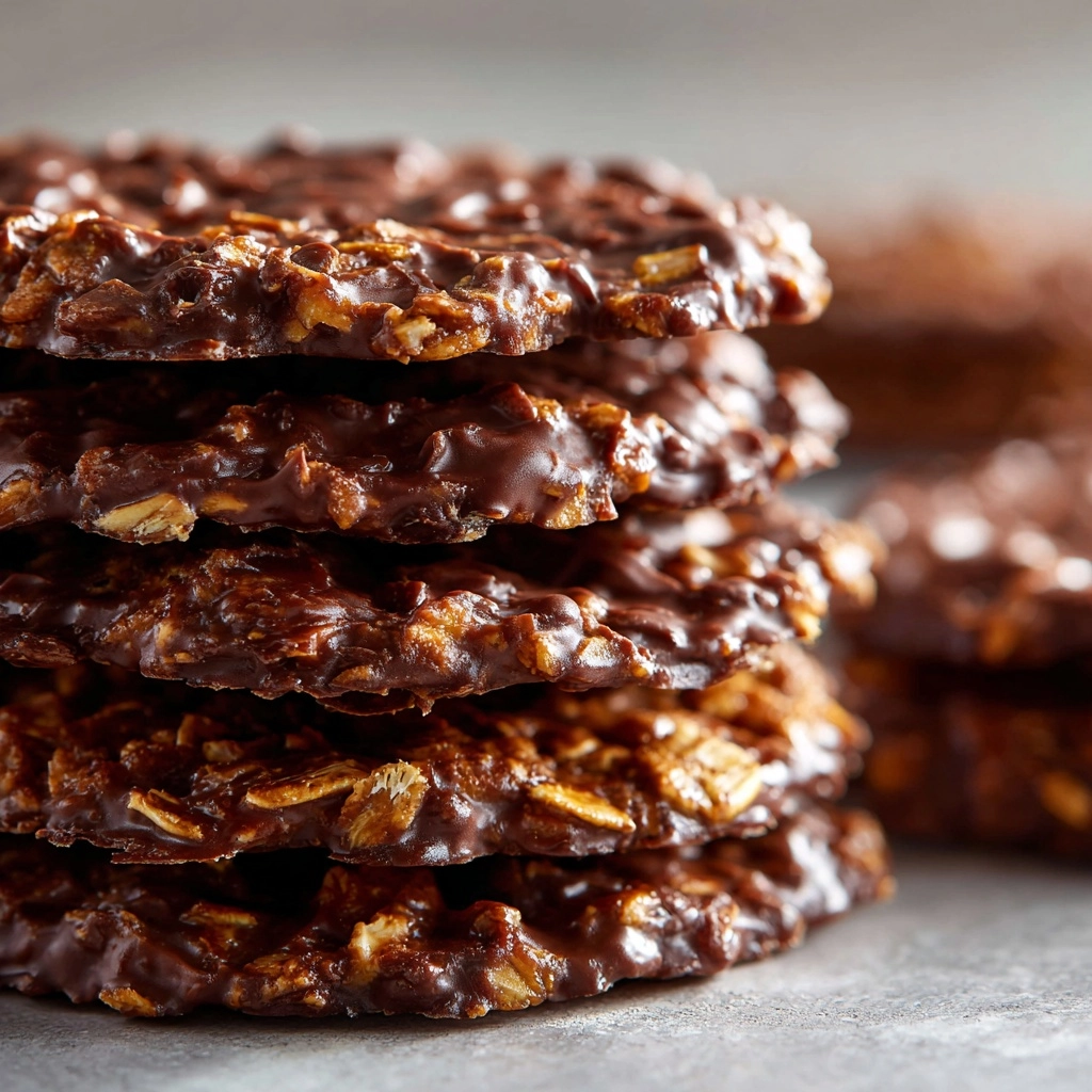 No-Bake Chocolate Peanut Butter Oat Cookies Recipe - Recipe Image