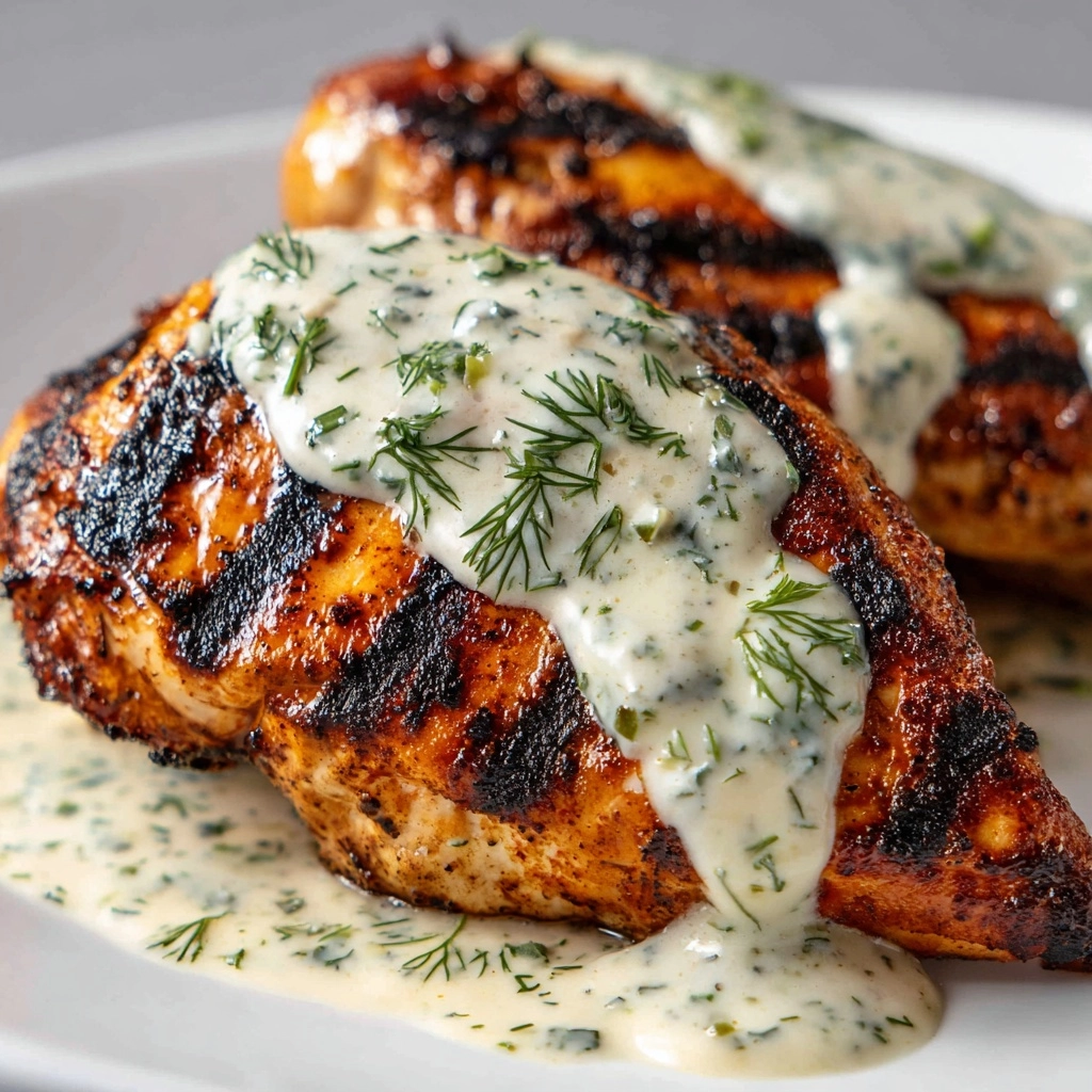Grilled Chicken Breast with Creamy Dill Sauce Recipe - Recipe Image