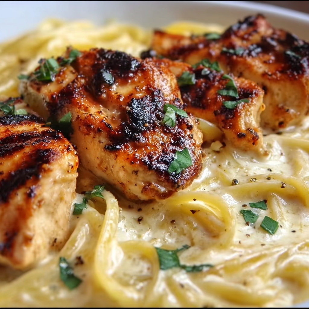 Creamy Cheddar BBQ Ranch Chicken Alfredo Recipe - Recipe Image