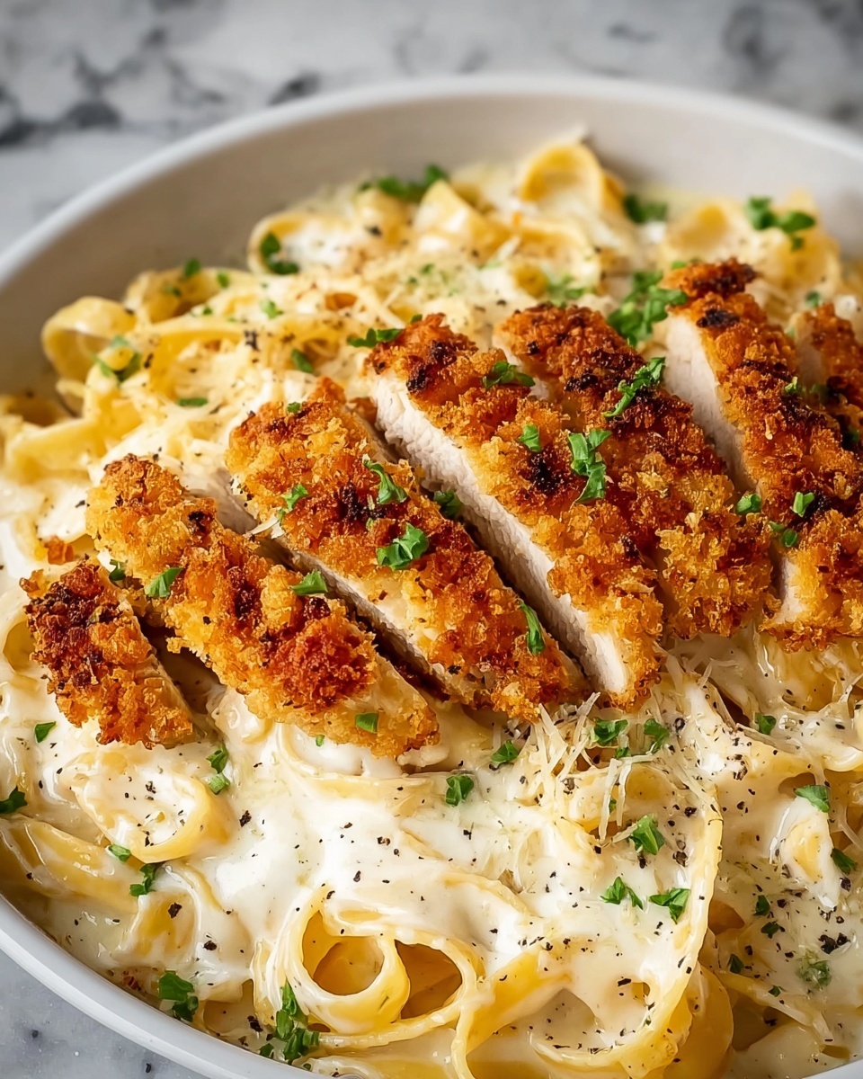 Crispy Chicken Fettuccine Alfredo Recipe - Recipe Image