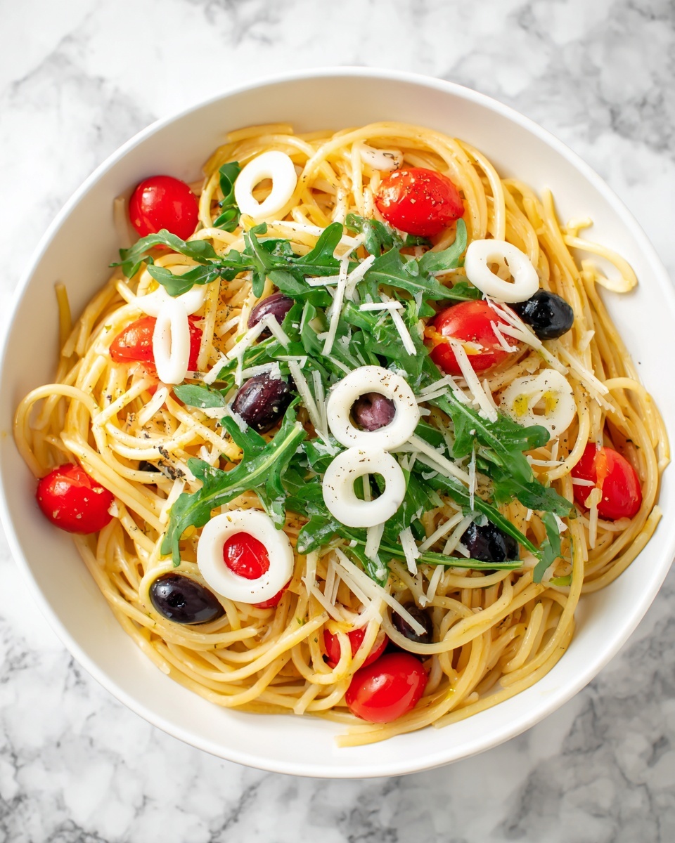 Fresh and Flavorful Spaghetti Salad with Vegetables and Feta Recipe - Recipe Image