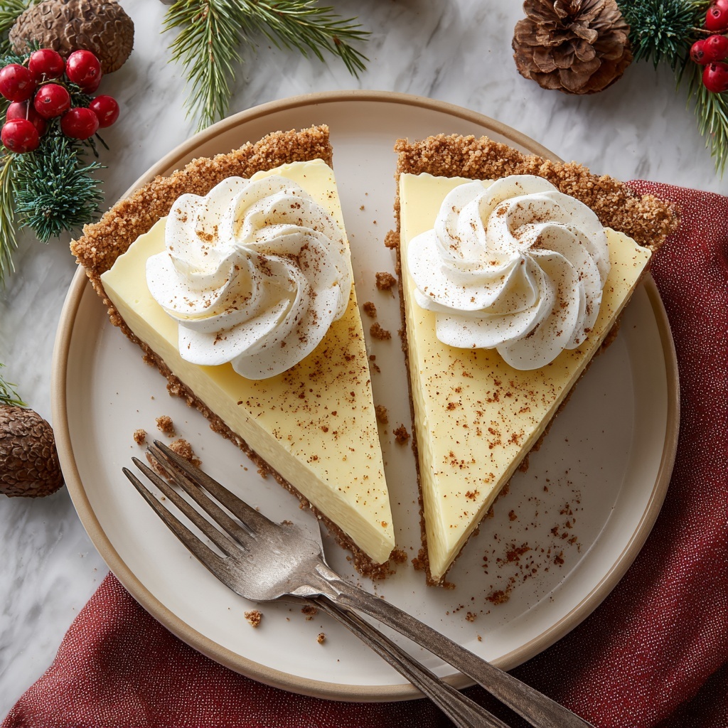 Chilled Eggnog Pie: Creamy, Spiced Holiday Dessert with a Festive Twist Recipe - Recipe Image