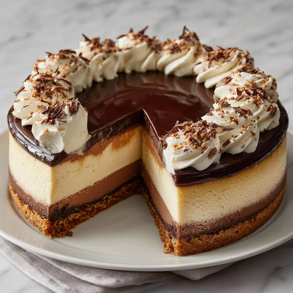 No-Bake Chocolate Peanut Butter Cheesecake Recipe - Recipe Image