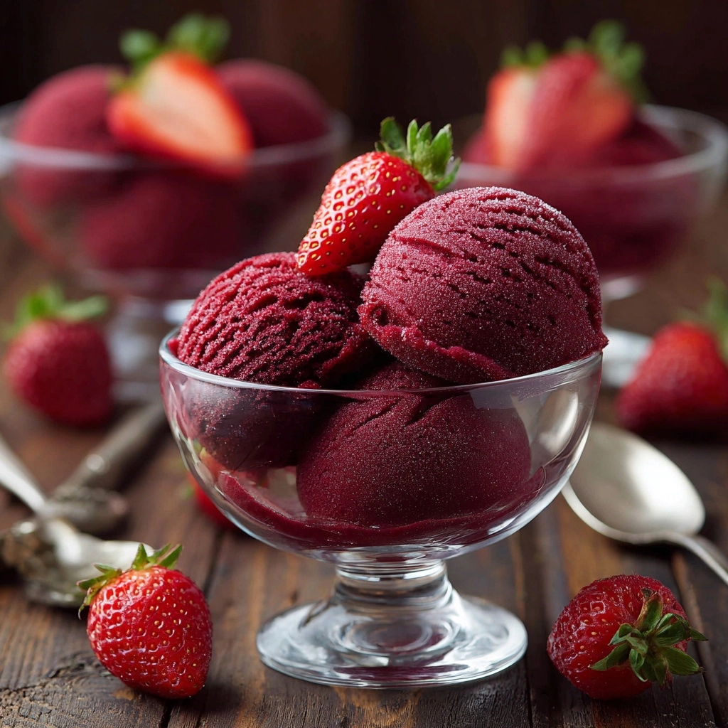 Homemade Strawberry Sorbet Recipe - Recipe Image