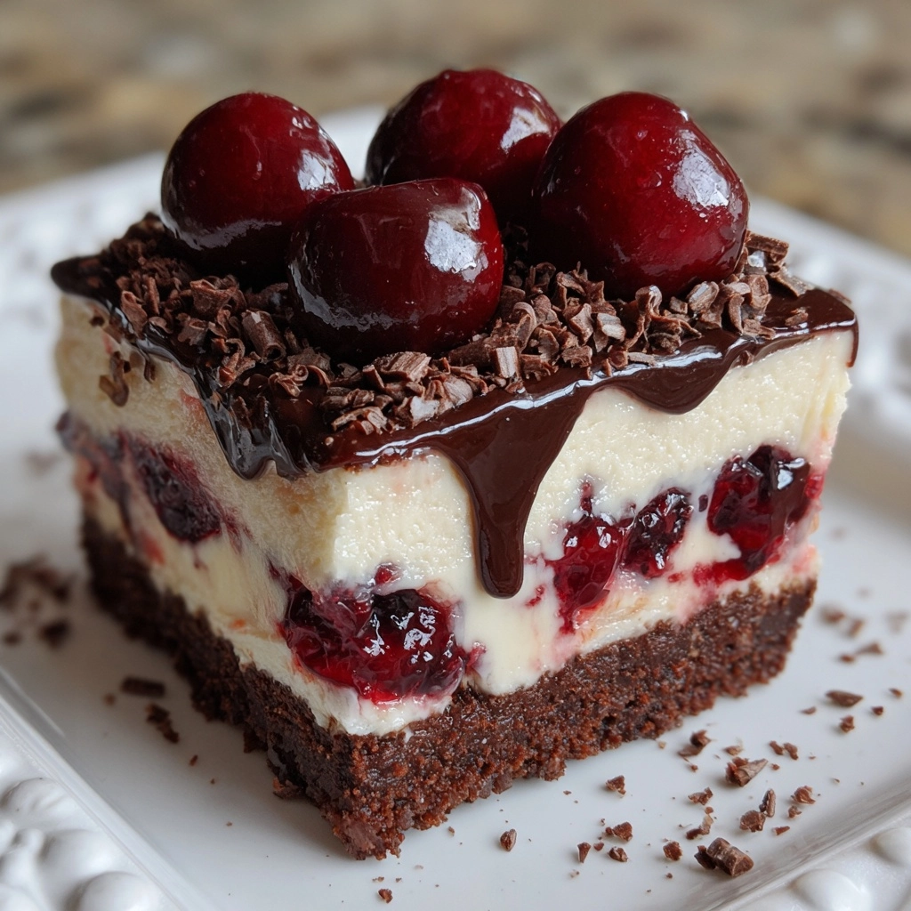 Chocolate Cherry Cheesecake Bars Recipe - Recipe Image