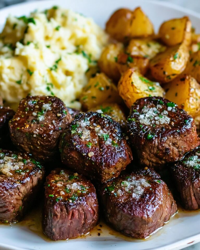 Savory Steak Delight: Garlic Butter Bites with Comforting Sides Recipe