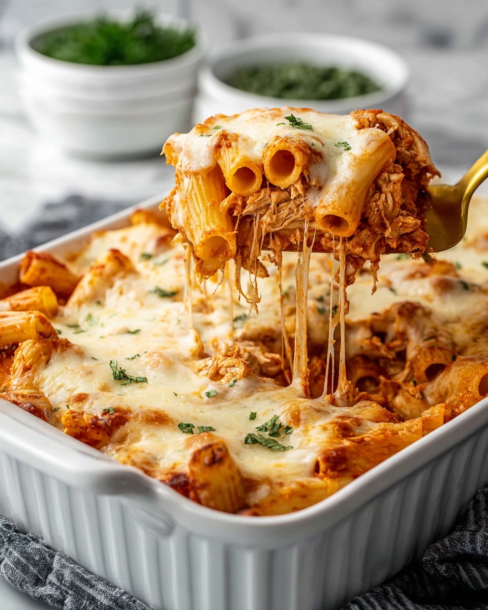 Cheesy Baked Chicken Rigatoni Pasta Recipe - Recipe Image