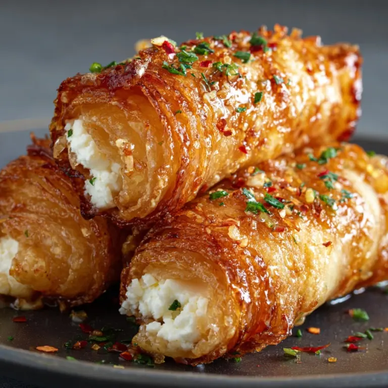 Oven Fried Feta Rolls with Chili Honey Recipe