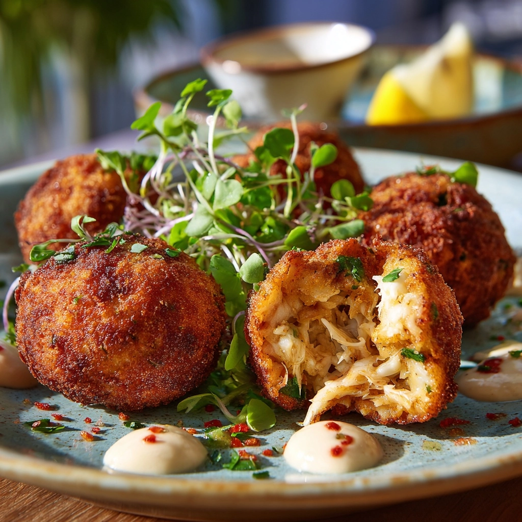 Crab Beignets with Remoulade Dipping Sauce Recipe - Recipe Image
