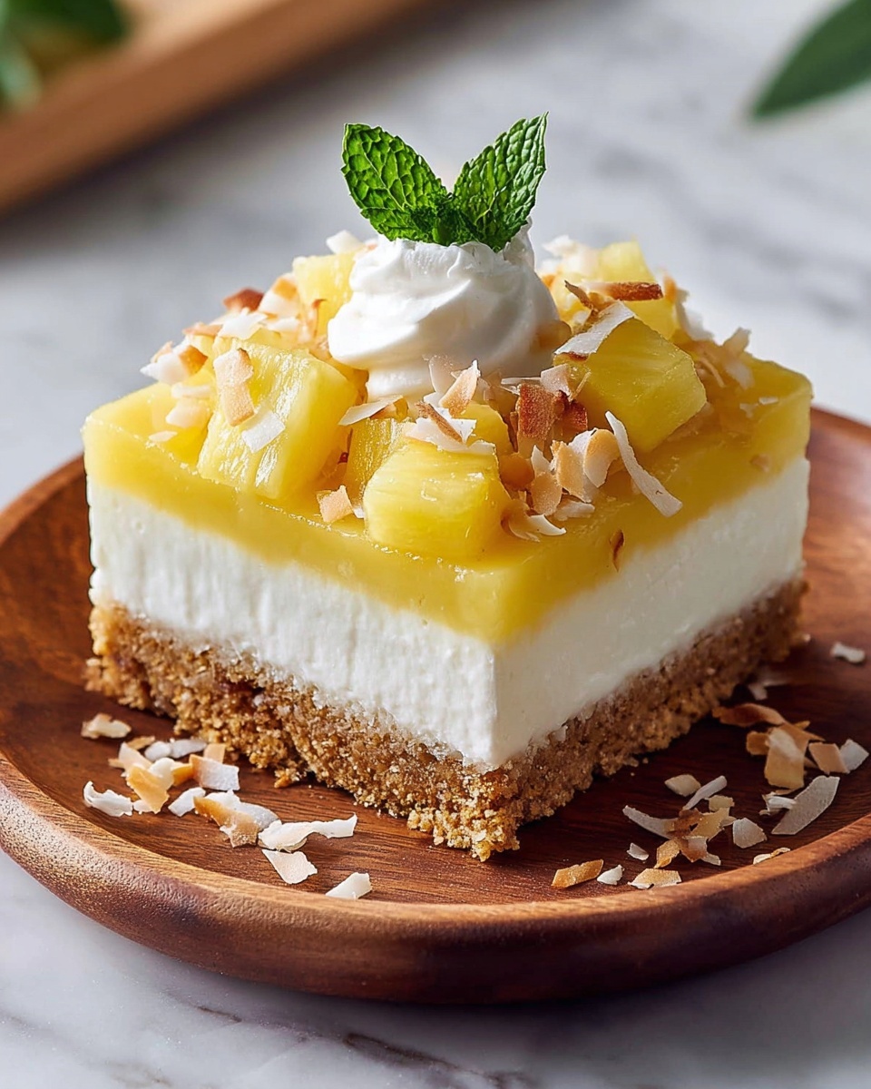 Coconut Pineapple Cheesecake Dessert: A Tropical Delight Recipe - Recipe Image