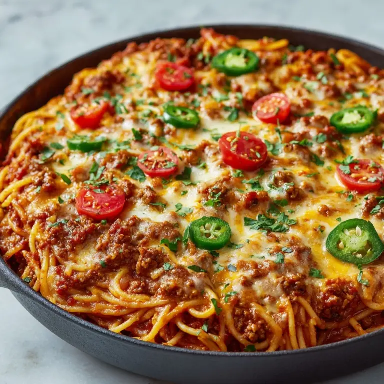 Cheesy Taco Salsa Spaghetti Bake Recipe
