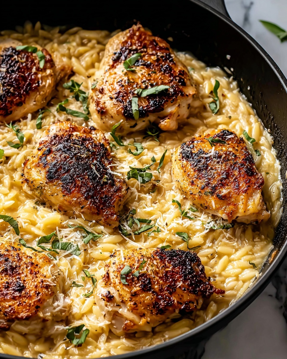 Creamy Parmesan Chicken and Orzo Recipe - Recipe Image