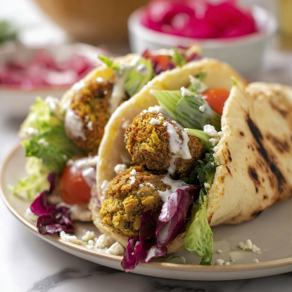 Falafel Wraps with Tzatziki and Fresh Vegetables Recipe - Recipe Image