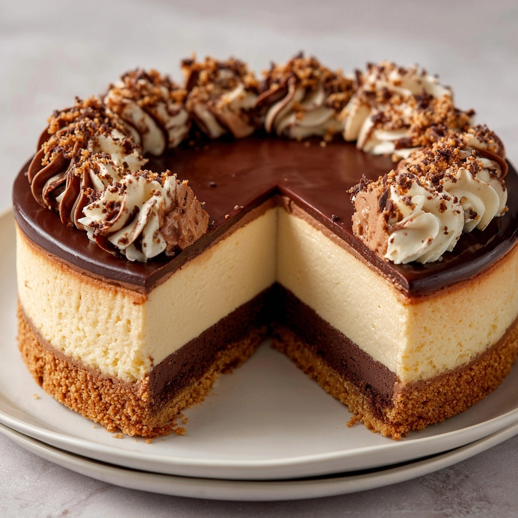 No-Bake Chocolate Peanut Butter Cheesecake Recipe - Recipe Image
