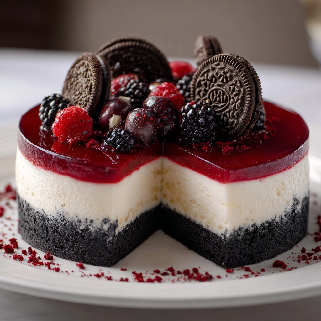 Cheesecake with Red Velvet Cookie Dough Recipe - Recipe Image