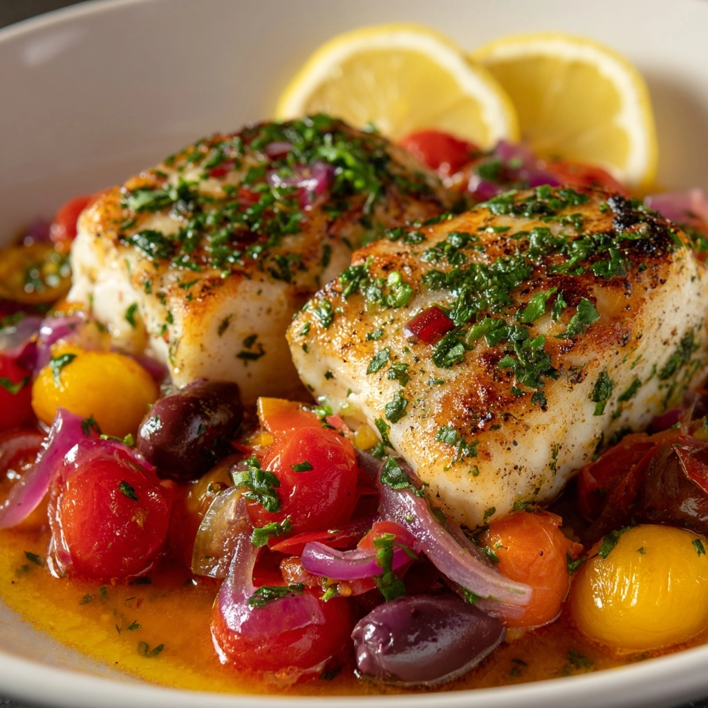 Mediterranean Baked Fish Recipe - Recipe Image
