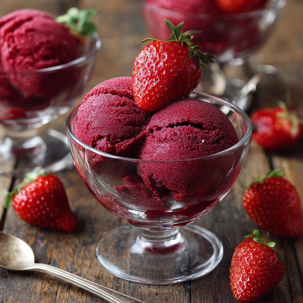 Homemade Strawberry Sorbet Recipe - Recipe Image