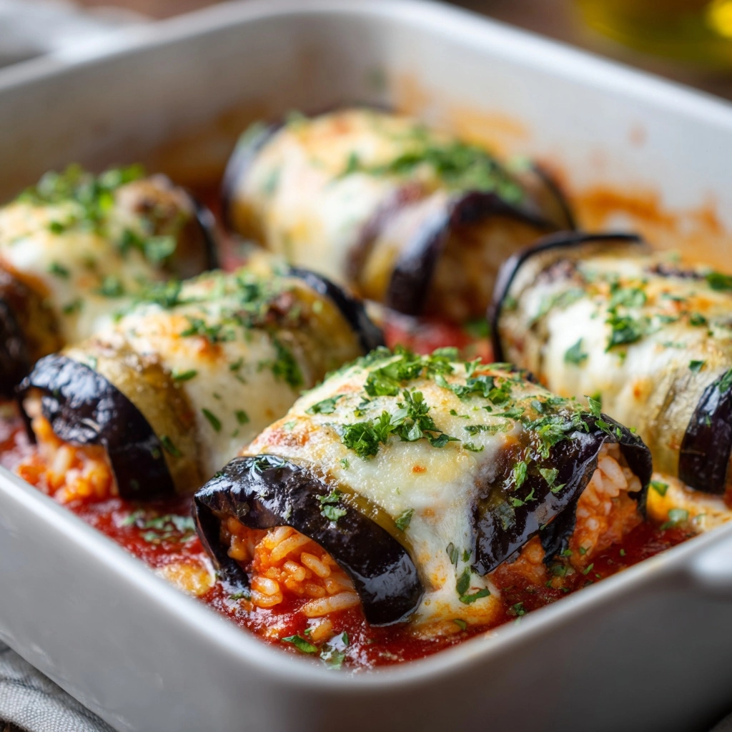 Eggplant Rolls Stuffed with Cheese Recipe - Recipe Image